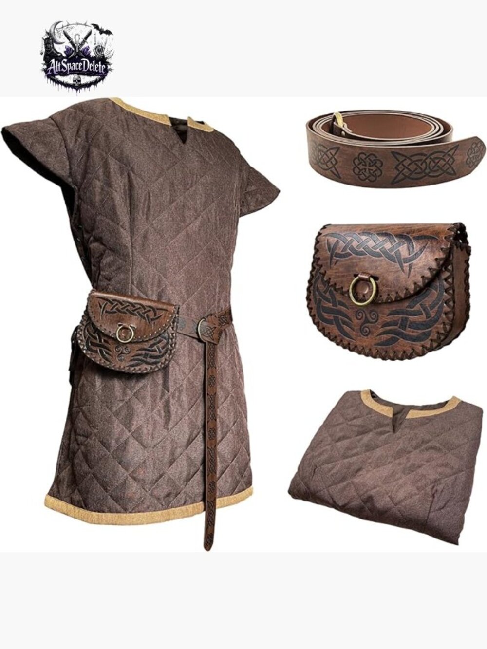 Medieval Knight Tunic with Belt and Bag, Cotton Blend, Adjustable LARP Costume